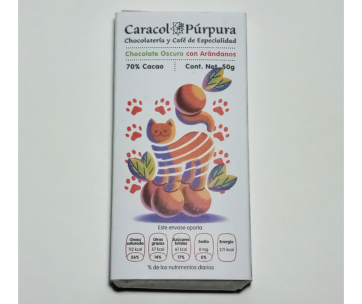 Chocolate al 70% con Arándanos. Caracol Púrpura